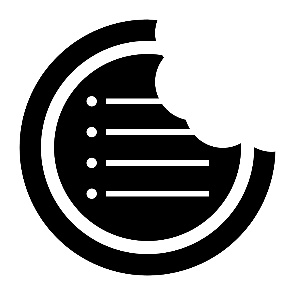 Food Diary Logo - A plate with a bite out of it, with a list on it.