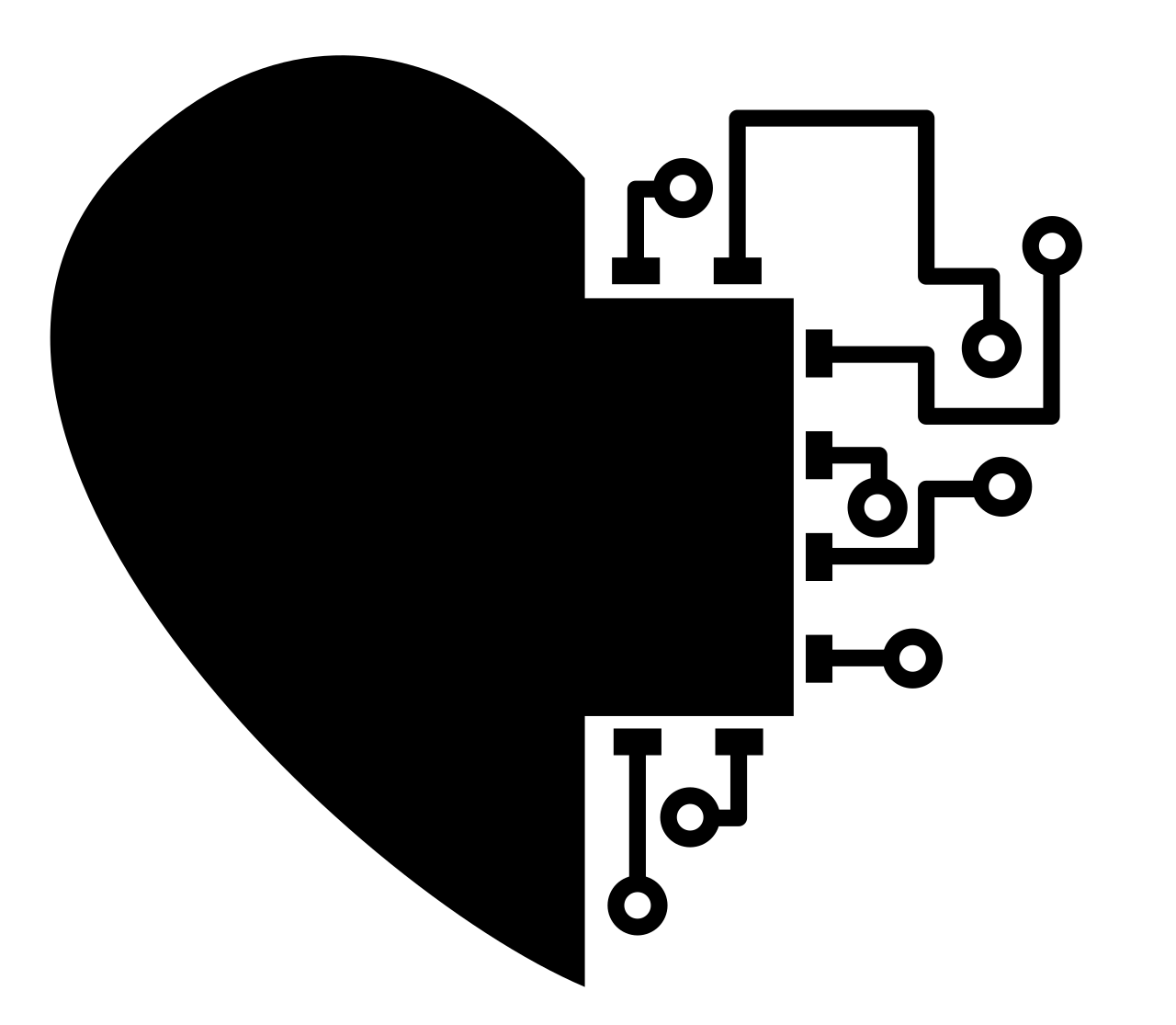 OpenHealthSuite Logo - A half heart, half microchip