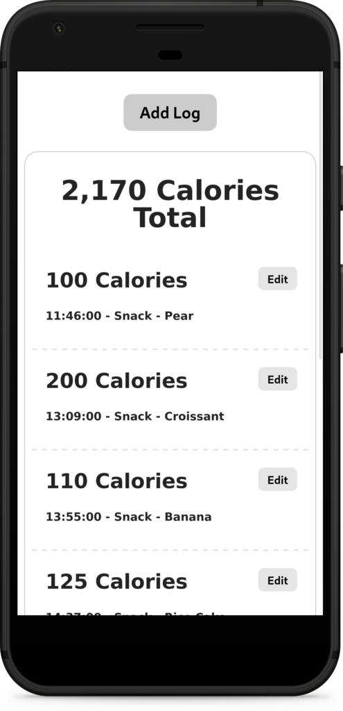 Image of a Mobile Phone showing the Diary interface